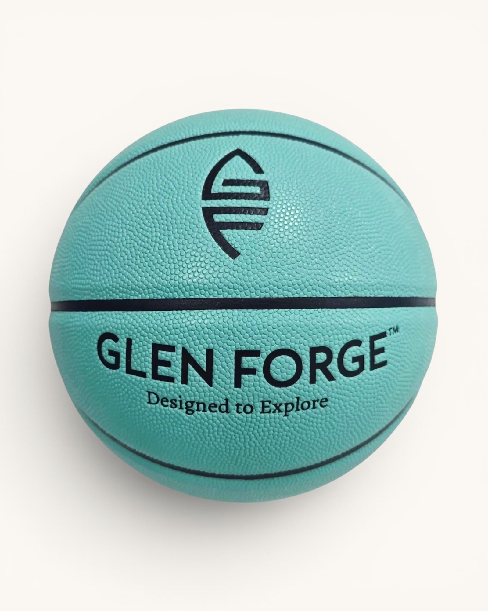 Image of Glen Forge Signature Teal Basketball with black logo and ‘Designed to Explore’ text